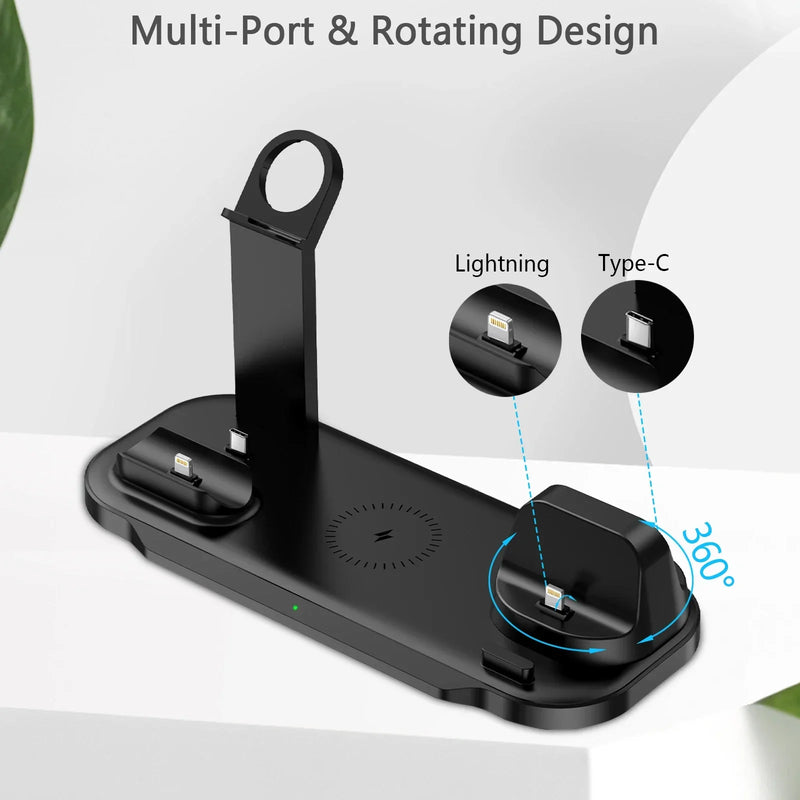 Carregador 7 in 1 30W Wireless Charger Stand Pad For iPhone 15 14 Samsung Xiaomi Apple Watch 8 7 6 Airpods Pro Fast Charging Dock Station